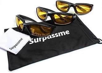 surpassme 3 Pair Motorcycle Riding Glasses Padding Goggles UV Protection Dustproof WindproofMotorcycle Sunglasses with Yellow Lens for Outdoor sports Actives