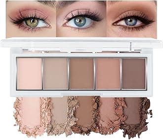 Matte Nude Eyeshadow Palette – 5-Color Neutral Peach Brown & Taupe Eye Shadow, High Pigment Blendable Long-Lasting Soft Nude Makeup Palette for Daily Natural Looks, Mature Eyes, Blue Green Brown Eyes