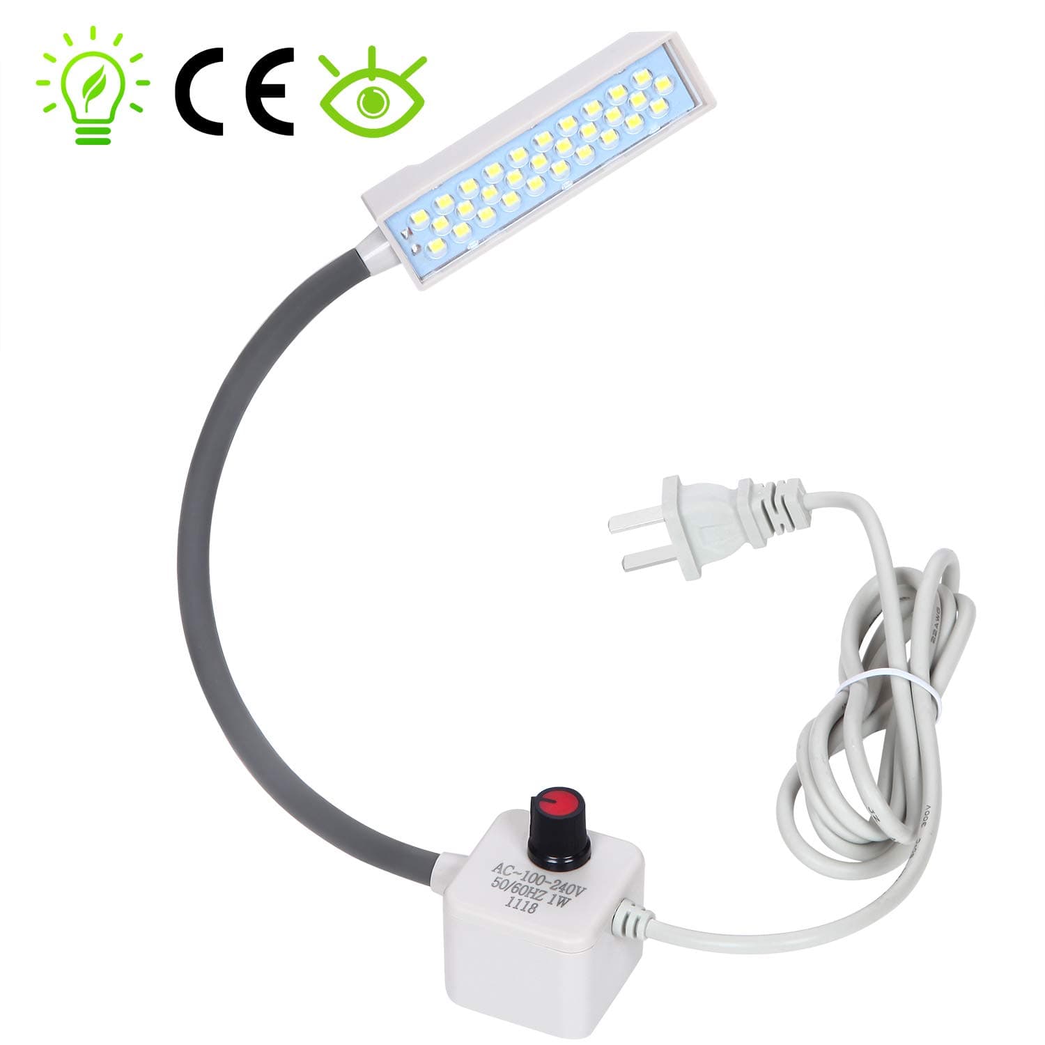 LED Sewing Machine Light, Adjustable Lamp Angle Soft Night Light with Updated 30 Led Beads for Home,Garage,Drill Presses, Music Stands, Metal Lathes (Dimmable Grey)