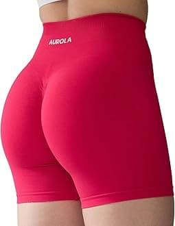 Workout Shorts for Women Seamless Scrunch Short Gym Yoga Intensify Running Sport Active Exercise Fitness Shorts, Pink, Small