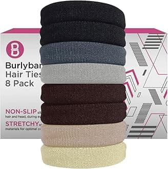 Burlybands Large Hair band, scrunchies for Thick Heavy or Curly Hair. No Slip No Damage Seamless Ponytail Holders Scrunchies Sports Thick Hair Ties (Multicolor Pack)