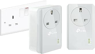 TP-Link TL-PA4010PKIT Passthrough Powerline Adapter Starter Kit, No Configuration Required, UK Plug, Pack of 2