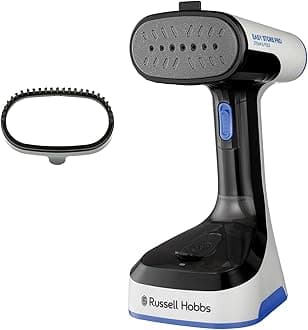 Russell Hobbs Handheld Clothes Steamer [powerful 1500W, Foldable & antibacterial] Steam Genie Easy Store (Sanitises, heats up quickly, 150ml tank, fabric nozzle, ideal for travel) 26740