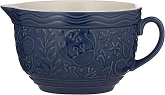 Nautical Batter Bowl | 1.9 Litre Capacity | Blue Stoneware Bowl with Embossed Sea Life Design | Lightweight & Dishwasher Safe | Ideal for Mixing, Whisking & Pouring Batter
