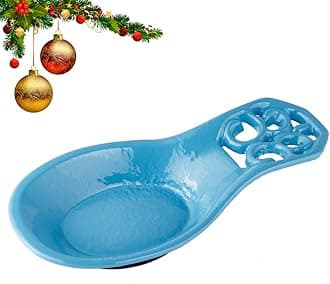 Spoon Rest Vintage Metal Kitchen Spoon Rest, 7.9“*3.7“ Cast Iron for Cooking Home Decor, Blue