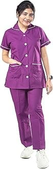 UNIFORM CRAFT Female Nurse Uniform | Hospital Staff, clinics, Home Health, Nurse Uniforms for Women made of Polyester-Cotton (L, Violet and Grey)