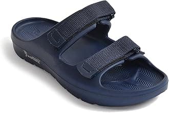 Smoothlite Men's Adjustable Slides | Cushioned Anti-Skid Slippers with Dual Velcro Straps | Lightweight, Water-Resistant, Breathable Sandals for Home, Travel, and Outdoor Use
