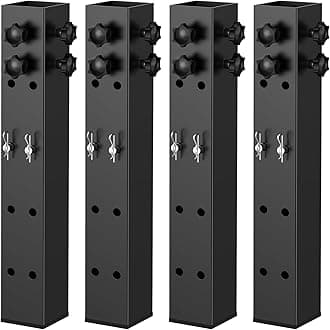 2025 Up Grade 4 Pack Carbon Steel Dorm Bed Riser 2.4" Diameter Metal Bed Riser for Square Wooden Bed Frame, Table Adjustable to 3.2", 5.1", 8.1" or 11.2" Height (for Bed Leg 2.3-3.1")