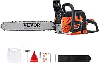VEVOR Gas Chainsaw 52CC 2-Cycle Gasoline Powered Chainsaw 18 Inch Handheld Cordless Petrol Chain Saws For Forest, Wood, Garden and Farm Cutting Use