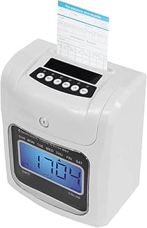 Calculating Time Clock，Staff Check in Out Machine with LCD Display,Automatic Time Calibration,Small Business Punch Pak, Up to 50 Employees, Includes 50 Time Cards and 1 Security Key