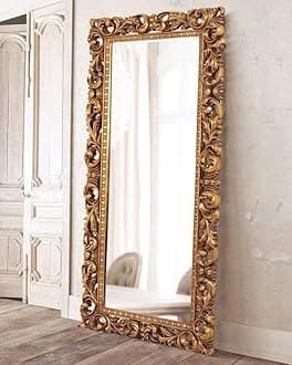 - Wooden MDF Wall Carving Mirror Frame Gold Antique siz 60x24 inch