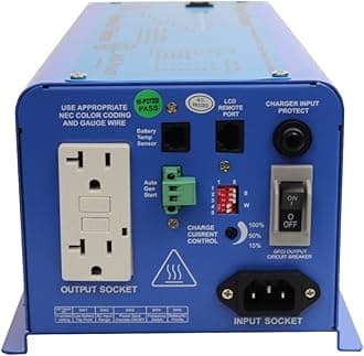 AIMS Power 600 Watt 12 VDC Pure Sine Inverter Charger 120 VAC Output 20A Charger 7A Transfer Switch ETL Cert to UL458 Standards PICOGLF6W12V120VETL