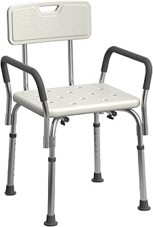 Medline Shower Chair Bath Seat with Padded Armrests and Back, Great for Bathtubs, Supports up to 350 lbs