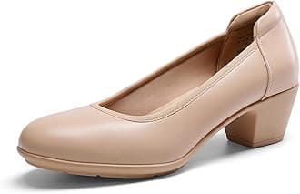 Women's Low Chunky Heels Comfortable Block Work Pumps Closed Round Toe Dress Shoes for Office Business