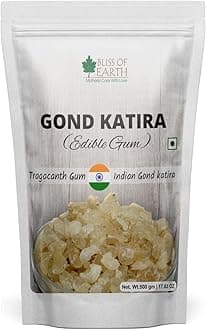 Bliss of Earth Gond Katira Pure Organic Gum, Gond Katira for Bones Health, Natural Cooling Agent for Summer, Tragacanth Gum for Skin, Weight Loss, & Digestive Health – 500g