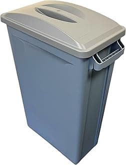 Chabrias Ltd 87 Litre Slim Bin Grey Handle Lid Recycling Container, Space Saving Design, Rectangular for Home, Office, Kitchen – Commercial Product Vented Slim Waste Receptacle Bin