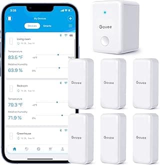 Govee WiFi Hygrometer Thermometer 6 Pack H5100, Indoor Wireless Temperature Humidity Sensor Monitor with Remote App Notification Alert, 2 Years Data Storage Export, for Home, Greenhouse