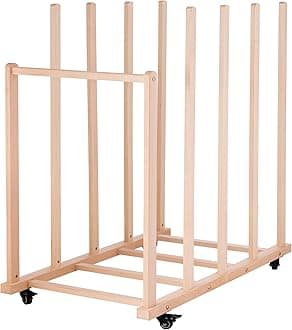 Extra Large Art Canvas Storage Rack, Art Drying Rack, Wooden Canvas Boards Rack with Handle and Caster Wheels for Drawing Boards, Panels, Artwork in Art Studio/Gallery