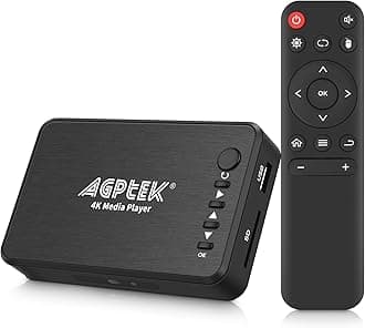 Updated 4K@30hz HDMI TV Media Player with HDMI/AV/VGA Output, Digital MP4 Player for 14TB HDD/ 256G USB Drive/SD Card/H.265 MP4, with Remote Control for MP3 AVI RMVB MPEG etc