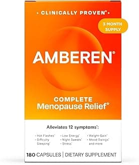 Amberen Menopause Supplement for Women, 180 Capsules, Clinically Proven, Helps Support Hormone Balance, Helps Relieve 12 Menopause Symptoms: Hot Flashes, Night Sweats, Mood Swings and More
