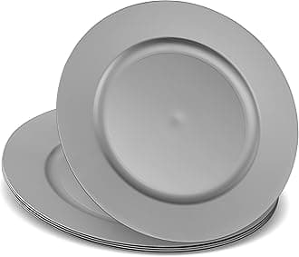 13'' Party Chargers Large Plates & Platters Great for Elegant Party's Weddings Tableware Great for Serving dish Silver Pack of 12