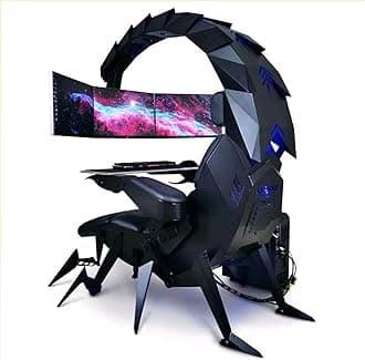 Gaming Ergonomic Computer Cockpit Chair with Led Lights, Multi -Screen Encoding Cabin Workstation Office Cockpit Gaming Station Video Gaming Chair Computer Table (A)