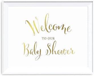 Andaz Press Baby Shower Party Signs, Metallic Gold Ink Print, 8.5x11-inch, Welcome to our Baby Shower, 1-Pack, Unframed