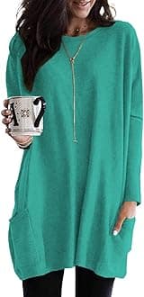 Naggoo Womens Long Sleeve Tunic Tops with Pockets for Leggings Casual Long T Shirts Floral Print Blouses