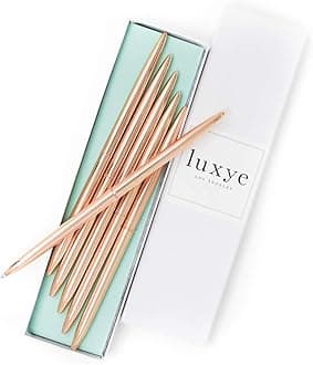 Gold Pens 6 Piece Pen Set – Luxury Ballpoint Pens in Glossy White Gift Box – Professional Thank You Gift Ideas – Gold Office Supply Gifts for Woman (Rose Gold/Blue Ink)
