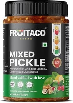 Fruitaco Mixed Pickle 500 Gm – Authentic Indian Pickle with Tangy, Spicy, & Robust Flavors, Mixed Aachar