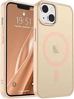 SUPFINE Magnetic for iPhone 14 Case & iPhone 13 Case (Compatible with MagSafe) (Military Grade Drop Protection) Slim Translucent Matte Shockproof Phone Cover,Sand Pink