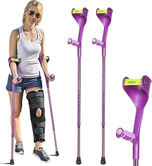 Forearm Crutches Pair Folding Forearm Crutches Anti-Drop Cuff Reduces The Hassle of Picking Up Forearm Crutch，Comfortable Grip and Wear-Resistant, Non-Slip Forearm Crutches (Violet)