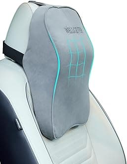 Orthopedic Car Neck Rest Pillow Superior Neck Support Cushion Headrest Cushion -Car Neck Pillow for Neck Pain Relief in Office, Driving | 17 x 12 x 5 Inch | Grey Velvet Cover | Pack of 2