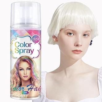 Temporary Hair Color Spray, White Hair Dye Pomades for Kids and Women-Perfect for Cosplay, Christmas, and Halloween Parties, Natural Washable Quick-Drying, One-Time Use in one wash (White, 120ml)