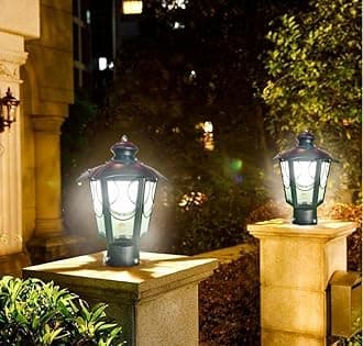BrighLyt Metal & Glass Waterproof Outdoor Gate Light – Gate Lamp, Rust-Resistant, Modern Decorative Lamp for Main Gate & Gardent (GL12, Pack of 2)