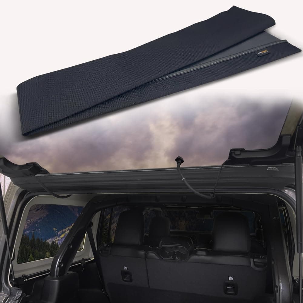 Rear Window Trench Hood for Jeep Wrangler JL 2018-2026, JK 2011 After Model - 4xe 2021, Rain Water Deflector for Rear Window, Directs Water Left Right, Cordura Fabric Durable UV Resistant