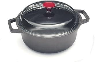 Vinum Non-Stick Casserole Dish Diameter 28 cm with Glass Lid Recycled Cast Aluminium No Induction Made in Italy