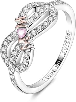 925 Sterling Silver Rings for Women Love Mom Cubic Zirconia Rings for Mother's Day Statement Ring Size 6-9