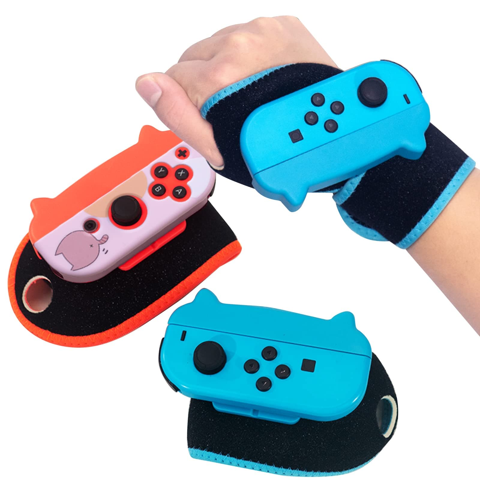 Switch Boxing Grips, Switch Wrist Strap Compatible with Nintendo Switch Boxing Game and Switch Dance Game - Blue and Red (2 Packs)