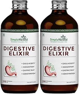 Simply Herbal Ayurvedic Digestive Elixir Syrup Tonic Enriched With 37 Digestion Enzymes Supplement for Gas & Acidity, Constipation, Bloating, and Improve Immune System - Pack of 2 (200ml each)