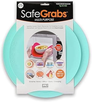 Safe Grabs: Multi-Purpose Silicone Original Microwave Mat as Seen on Shark Tank | Splatter Guard, Trivet, Hot Pad, Pot Holder, (BPA Free, Heat Resistant, Dishwasher Safe), Set of 2 (Sea Foam)