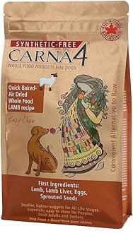 CARNA4 Air Dried Dog Food, Lamb Recipe, Quick Baked Whole Food Nutrition with Sprouted Seeds, Natural Probiotics & Enzymes, No Synthetics, Easy-Chew - 2.2lbs