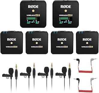 Rode Wireless GO 2 Dual Compact Digital Wireless Microphone System (Pair) with 4X Lavalier GO Lapel Microphones and 2X SC7 TRRS Cables