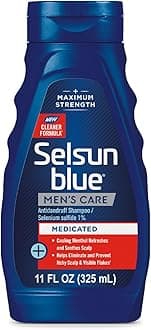 Selsun Blue Men's Care Medicated Antidandruff Shampoo, Maximum Strength Scalp Treatment With Selenium Sulfide, 11 fl. oz.