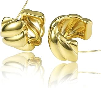 Chunky Gold Hoop Earrings for Women, 14k Gold Plated Thick Triple Hoop Earrings Hypoallergenic Trendy Chunky Gold Hoops Earrings Dainty Jewelry Gifts for Women