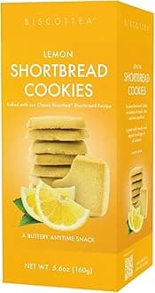 BISCOTTEA All-Natural Traditional Lemon Shortbread Cookies – Gourmet Buttery Biscuits Infused with Real Flavors (8 Cookies)