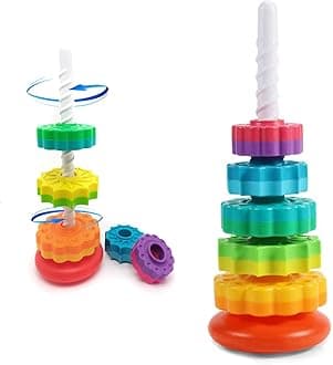 LUCKFUTURE Spinning Stacking Toys, Educational Toddler Toy Stacking Rings Baby Toys, Montessori Toy for Girls and Boys, Spin Gears Christmas Birthday Gift for 1-3 Year Old
