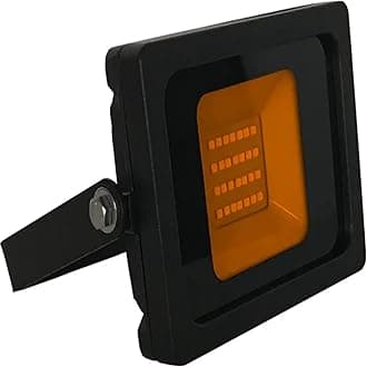 10W Orange LED Slimline Floodlight, Waterproof Outdoor Light, IP65 Rated Focus Light for Small Patio Areas, Garden Security Lights, Energy-Efficient 80W Equivalent with 120-Degree Beam Angle [Energy Class A]