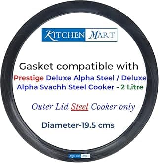 Kitchen Mart Gasket compatible with Prestige Deluxe Alpha/Deluxe Alpha Svachh Steel Pressure cooker (2 Litres)