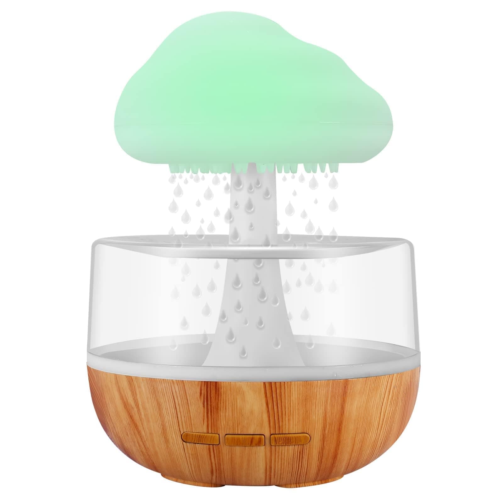 Weljoy Zen Raining Cloud Night Light Aromatherapy Essential Oil Diffuser Micro Humidifier Desk Fountain Bedside Sleeping Relaxing Mood Water Drop Sound (White) (White)